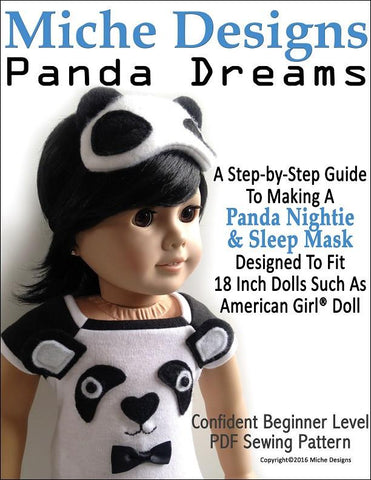 Miche Designs 18 Inch Modern Panda Dreams 18" Doll Clothes Pattern Pixie Faire