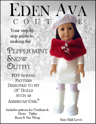 Eden Ava 18 Inch Modern Peppermint Snow Outfit 18" Doll Clothes Pattern Pixie Faire