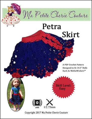Mon Petite Cherie Couture WellieWishers Petra Skirt 14.5" Doll Clothes Crochet Pattern Pixie Faire