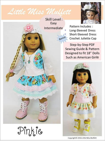 Little Miss Muffett 18 Inch Modern Pinkie 18" Doll Clothes Pattern Pixie Faire