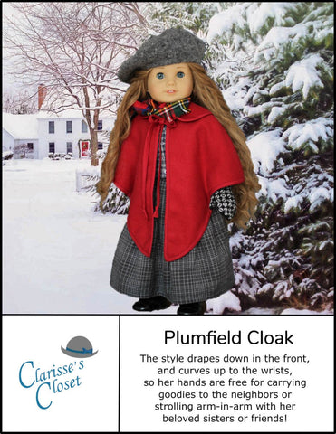 Clarisse's Closet 18 Inch Modern Plumfield Cloak 18" Doll Clothes Pattern Pixie Faire