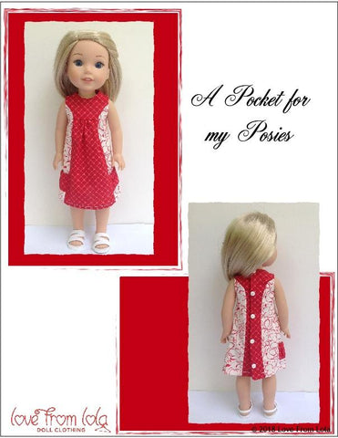 Love From Lola WellieWishers A Pocket For My Posies 14.5" Doll Clothes Pattern Pixie Faire