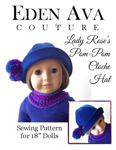 Eden Ava 18 Inch Historical Lady Rose's Pom Pom Cloche Hat 18" Doll Accessories Pixie Faire