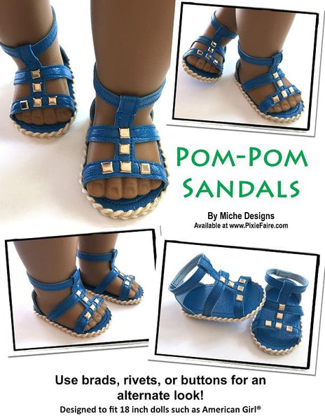 Kan ignoreres Sømand Ass Miche Designs Pom-Pom Sandals Doll Clothes Pattern 18 inch American Girl  Dolls