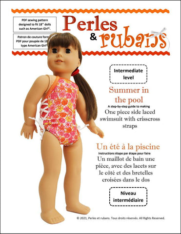 Perles & Rubans 18 Inch Modern Summer In The Pool 18" Doll Clothes Pattern Pixie Faire