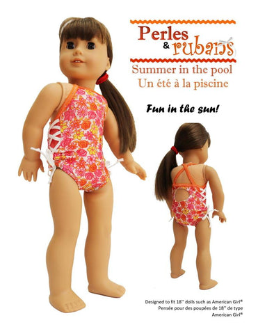 Perles & Rubans 18 Inch Modern Summer In The Pool 18" Doll Clothes Pattern Pixie Faire