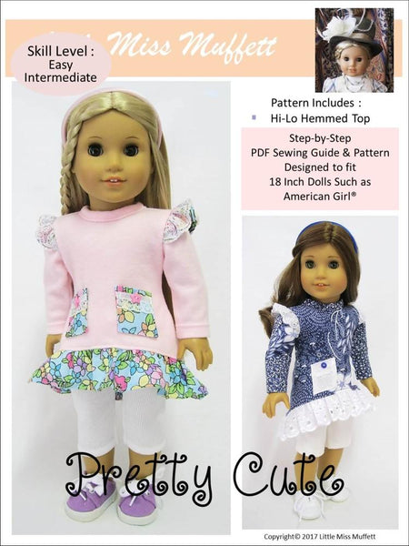 Little Miss Muffett Pretty Cute Doll Clothes Pattern 18 inch American Girl Dolls