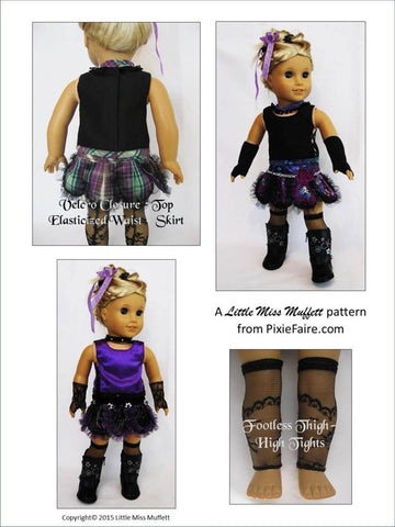 Little Miss Muffett 18 Inch Modern Punk Rock Princess 18" Doll Clothes Pattern Pixie Faire