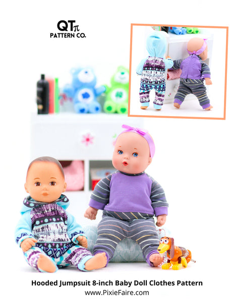 QTπ Pattern Co Hooded Jumpsuit Bundle 8 inch Baby Doll