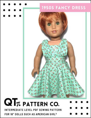 QTπ Pattern Co 18 Inch Historical 1950s Fancy Dress 18" Doll Clothes Pattern Pixie Faire