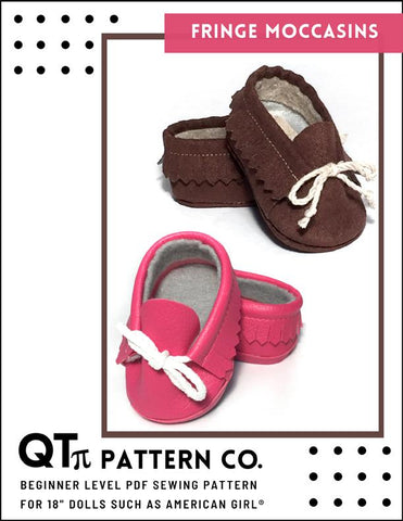 QTπ Pattern Co Shoes Fringe Moccasins 18" Doll Shoes Pixie Faire