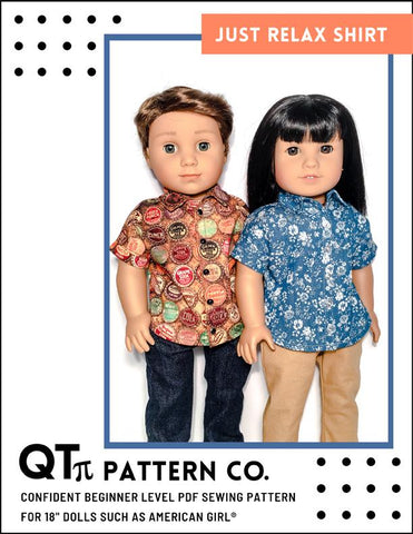 QTπ Pattern Co 18 Inch Modern Just Relax Shirt 18" Doll Clothes Pattern Pixie Faire