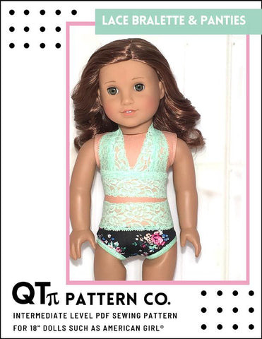 QTπ Pattern Co 18 Inch Modern Oh So Pretty Bralette and Panties 18" Doll Clothes Pattern Pixie Faire