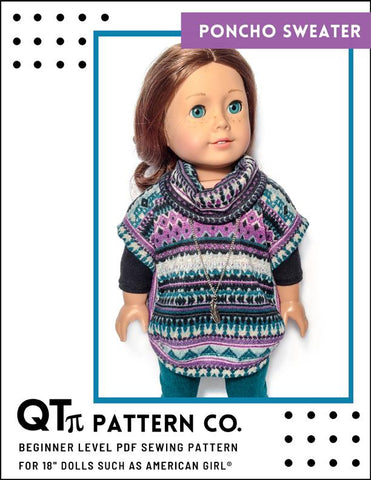 QTπ Pattern Co 18 Inch Modern Poncho Sweater 18" Doll Clothes Pixie Faire