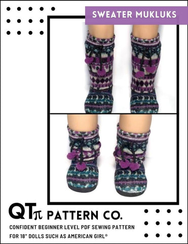 QTπ Doll Clothing Shoes Sweater Mukluks 18" Doll Shoes Pattern Pixie Faire