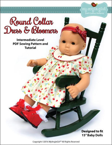 My Angie Girl Bitty Baby/Twin Round Collar Dress and Bloomers 15" Baby Doll Clothes Pixie Faire