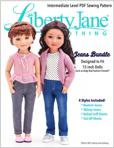 Liberty Jane Ruby Red Fashion Friends Jeans Bundle Pattern For 15" Ruby Red Fashion Friends Dolls Pixie Faire