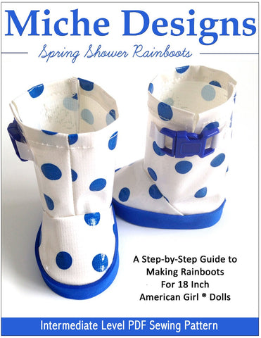 Miche Designs Shoes Spring Shower Rain Boots 18" Doll Shoes Pixie Faire
