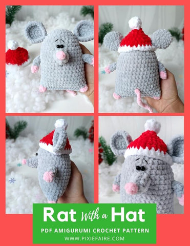 Plushico Amigurumi Rat With A Hat Amigurumi Crochet Pattern Pixie Faire