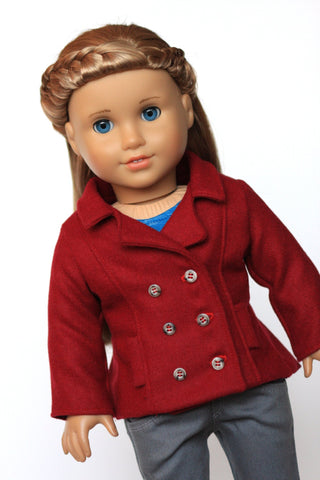 Liberty Jane 18 Inch Modern Piccadilly Peacoat 18" Doll Clothes Pattern Pixie Faire