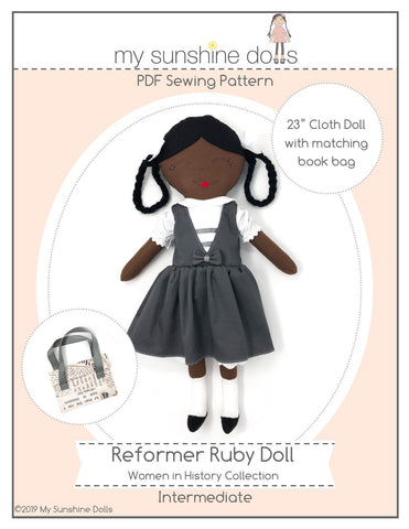 My Sunshine Dolls Cloth doll Reformer Ruby 23" Cloth Doll Pattern Pixie Faire