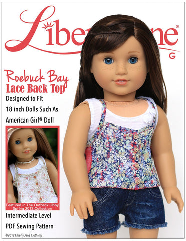 Liberty Jane 18 Inch Modern Roebuck Bay Lace Back Top 18” Doll Clothes Pattern Pixie Faire