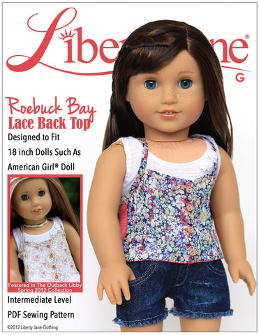Liberty Jane 18 Inch Modern Roebuck Bay Lace Back Top 18ā Doll Clothes Pattern Pixie Faire