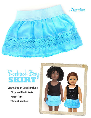 Liberty Jane 18 Inch Modern Roebuck Bay Skirt 18" Doll Clothes Pattern Pixie Faire