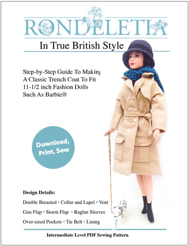 Rondeletia Barbie In True British Style Pattern for 11-1/2" Fashion Dolls Pixie Faire