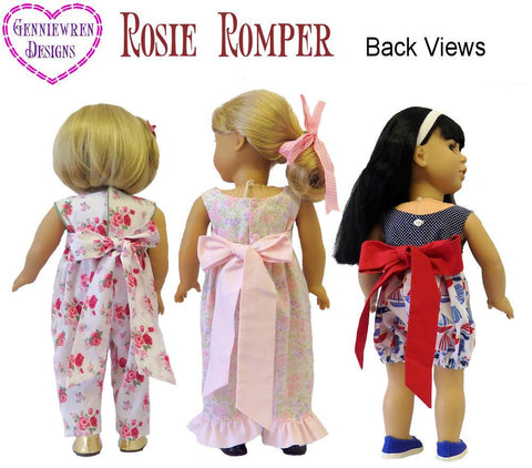 Genniewren 18 Inch Modern Rosie Romper 18" Doll Clothes Pattern Pixie Faire