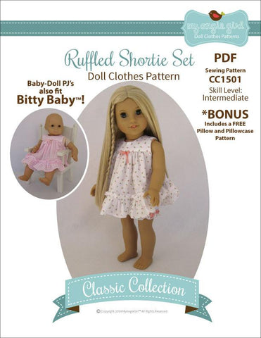 My Angie Girl 18 Inch Modern Ruffled Shortie Set 18" Doll Clothes Pixie Faire