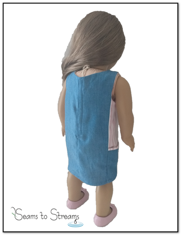 Seams to Streams 18 Inch Modern A Stitch In My Side Pocket Dress 18" Doll Clothes Pattern Pixie Faire