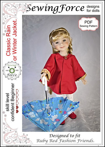 Sewing Force Ruby Red Fashion Friends Classic Rain or Winter Jacket Doll Clothes Pattern for Ruby Red Fashion Friends™ Pixie Faire