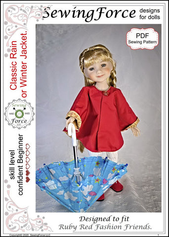 Sewing Force Ruby Red Fashion Friends Classic Rain or Winter Jacket Doll Clothes Pattern for Ruby Red Fashion Friends⢠Pixie Faire