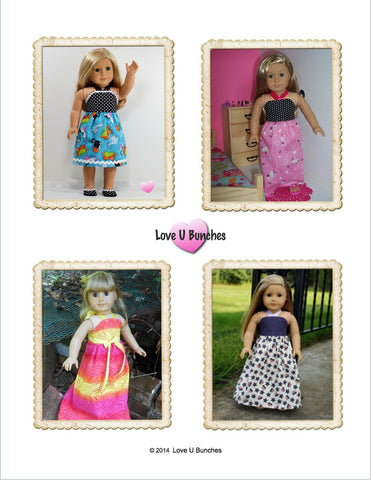 Love U Bunches 18 Inch Modern Simply Summer Sundress Bundle 6" and 18" Doll Clothes Pattern Pixie Faire