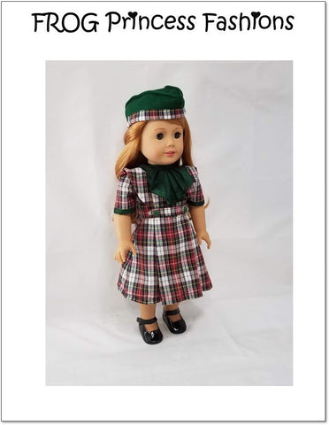 Frog Princess Fashions 18 Inch Modern Highlands Holiday Tartan Dress 18" Doll Clothes Pattern Pixie Faire