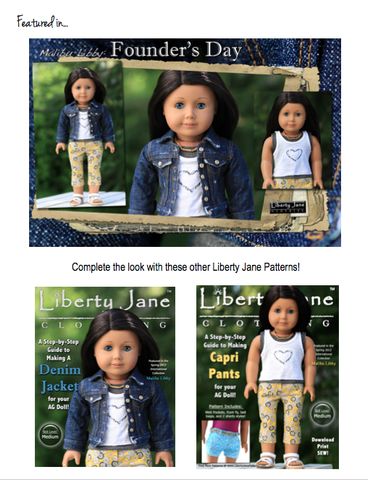 Liberty Jane 18 Inch Modern Paradise Reverse Applique Tank 18" Doll Clothes Pattern Pixie Faire