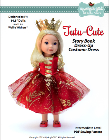 My Angie Girl WellieWishers Tutu Cute Story Book Dress-up Costume Dress 14.5" Doll Clothes Pattern Pixie Faire