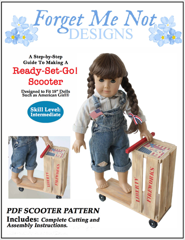 Forget Me Not Designs 18 Inch Historical Ready, Set, Go! Scooter 18" Doll Crafting Pattern Pixie Faire