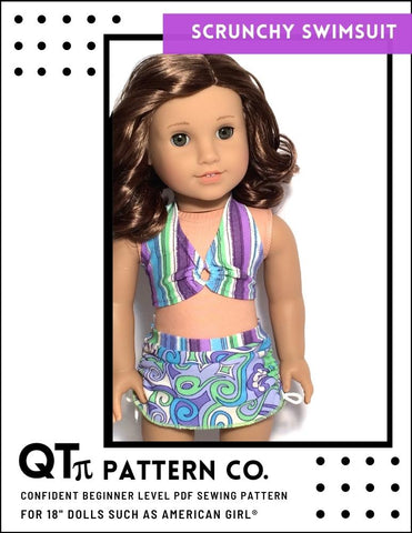 QTπ Pattern Co 18 Inch Modern Scrunchy Swimsuit 18" Doll Clothes Pixie Faire