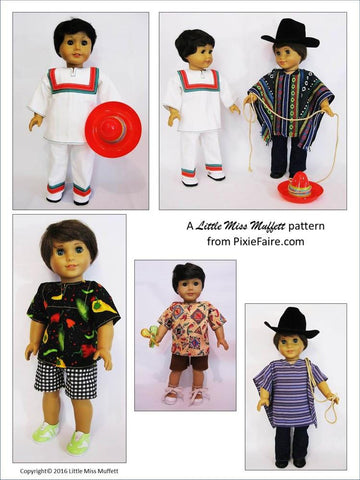 Little Miss Muffett 18 Inch Boy Doll Senor Pequeno 18" Doll Clothes Pattern Pixie Faire