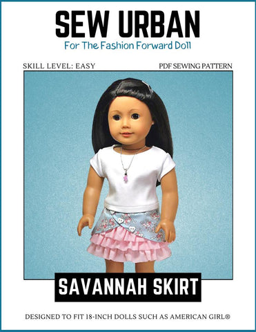 Sew Urban 18 Inch Modern Savannah Skirt 18" Doll Clothes Pattern Pixie Faire