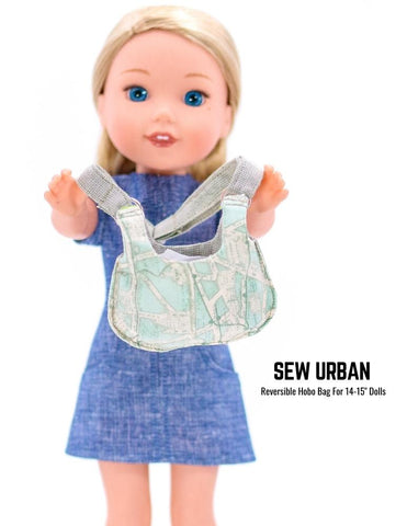 Sew Urban WellieWishers Reversible Hobo Bag 14-15" Doll Accessories Pixie Faire