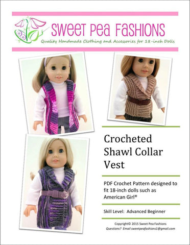 Sweet Pea Fashions Crochet Crocheted Shawl Collar Vest Crochet Pattern Pixie Faire