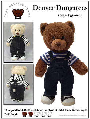Best Dressed Bears Build-A-Bear Denver Dungarees Pattern for Build-A-Bear Dolls Pixie Faire