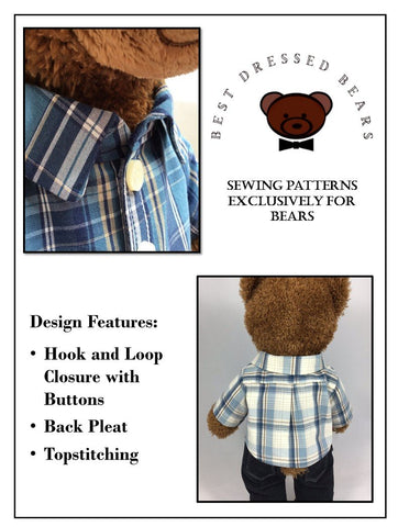 Best Dressed Bears Build-A-Bear Denbigh Shirt Pattern for Build-A-Bear Dolls Pixie Faire