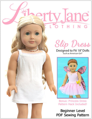Liberty Jane 18 Inch Modern Slip Dress 18" Doll Clothes Pattern Pixie Faire