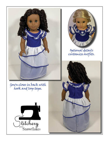 Stitchery By Snowflake 18 Inch Historical Petalos de Princesa 18" Doll Clothes Pattern Pixie Faire