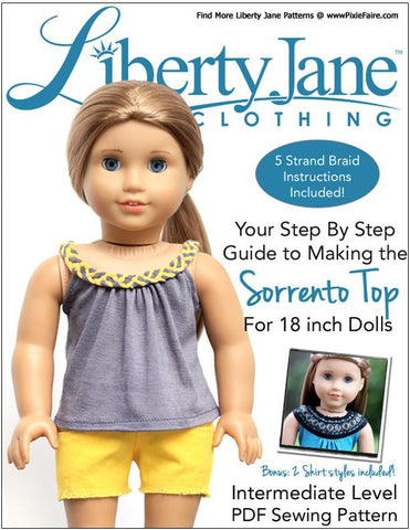 Liberty Jane 18 Inch Modern Sorrento Top 18" Doll Clothes Pattern Pixie Faire