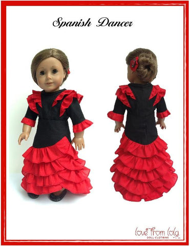 Love From Lola 18 Inch Modern Spanish Dancer 18" Doll Clothes Pattern Pixie Faire